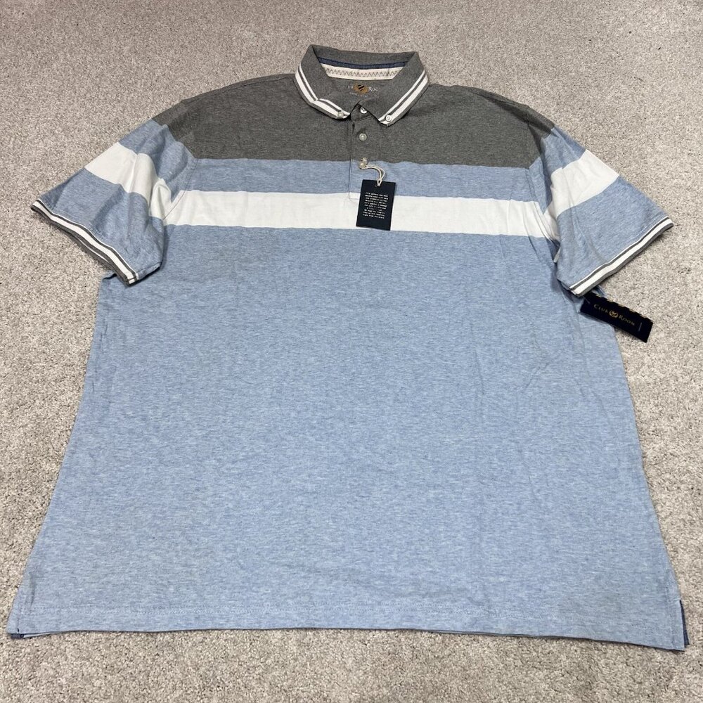 Club Room Polo Men’s Blue Gray White Short Sleeve Size XXL NWT